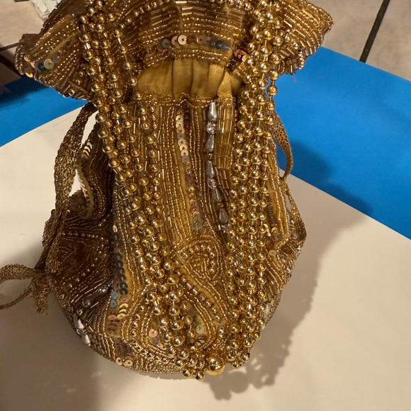 Hand Crafted Gold Beaded Clutch - Picture 6 of 13